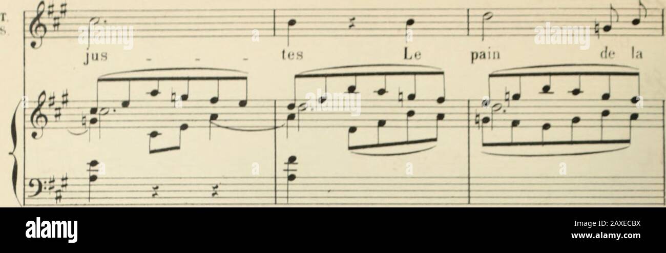 Le poème du travail [pour] ténor solo, choeur et orchestreParoles de Maurice Bouchor . ^r n-i—A ^E rJT^j^^^j- f i= cresc i-M ±=2: i- M» M). m chair. ; G ?:? T S f . pain &lt;J- l*es. prit &-M T i tt] ,j jirn nri# ?,: 3S M t &#? Stock Photo