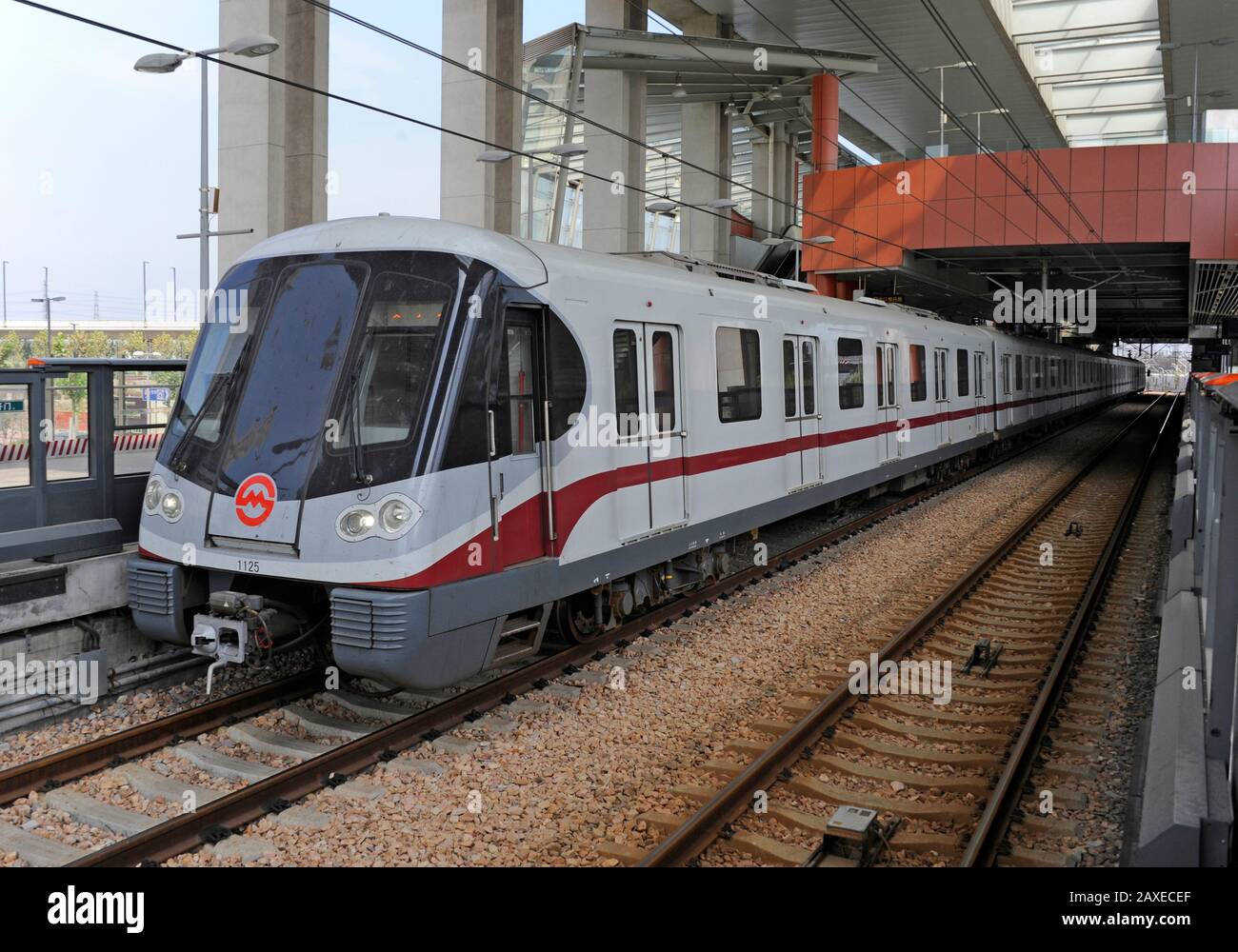 Shanghai metro line 11 train at East Changji road station, Shanghai