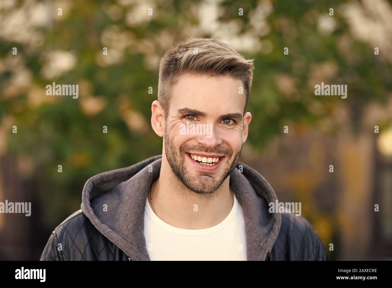 This is what man wants to look like. Happy man on autumn day