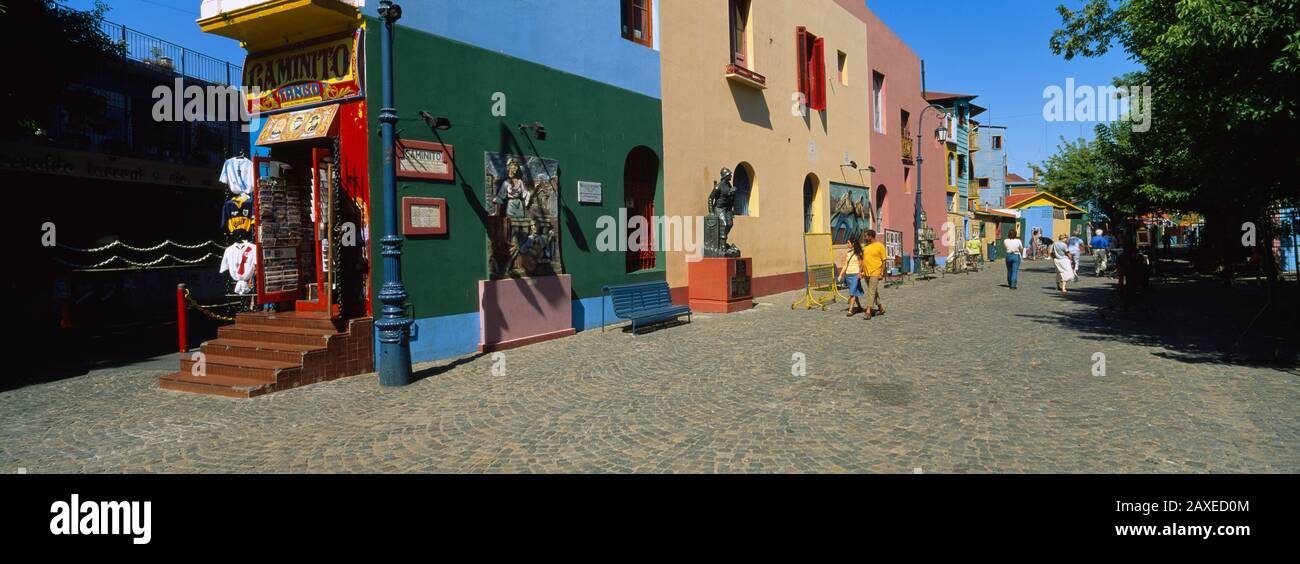 Multi-Colored Buildings In A City, La Boca, Buenos Aires, Argentina Stock Photo