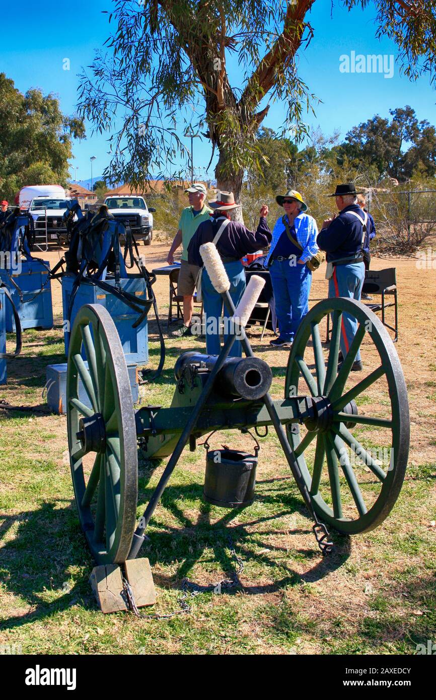 US Army 1880s artillery piece on display at Fort Lowell in Tucson AZ Stock Photo