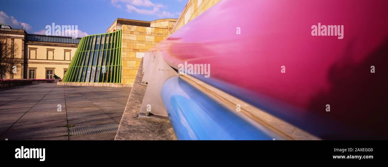 Low angle view of an art museum, Staatsgalerie, Stuttgart, Germany Stock Photo