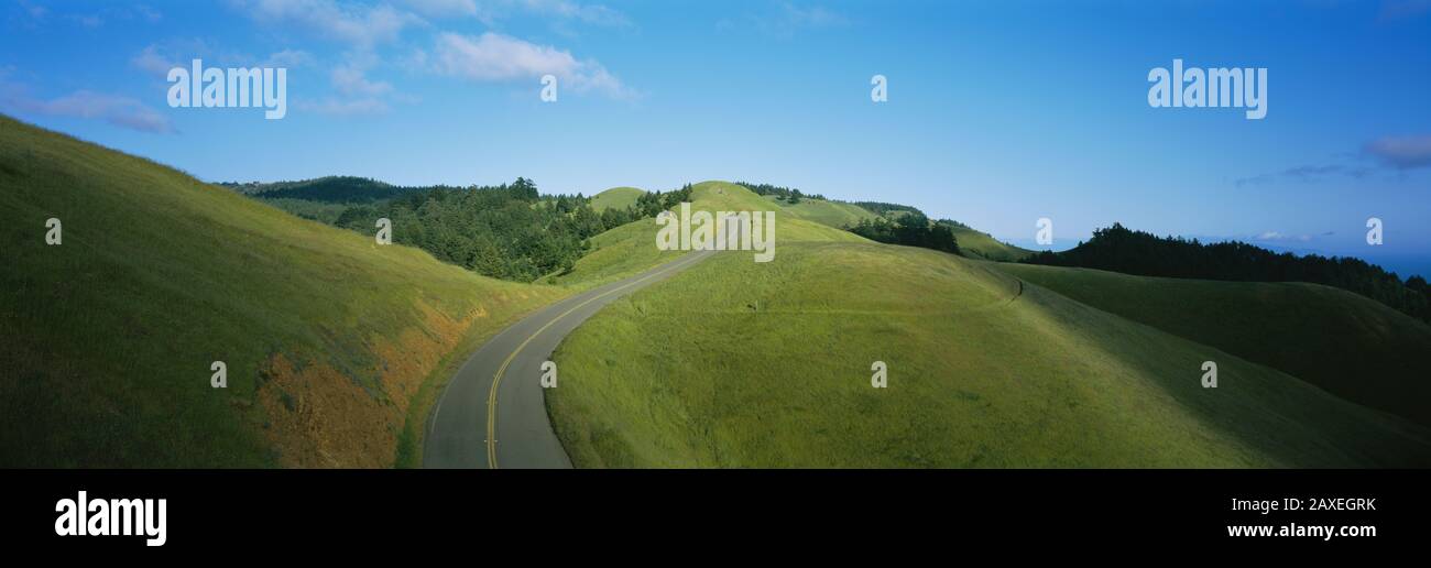 An empty road passing through a landscape, Marin County, California, USA Stock Photo