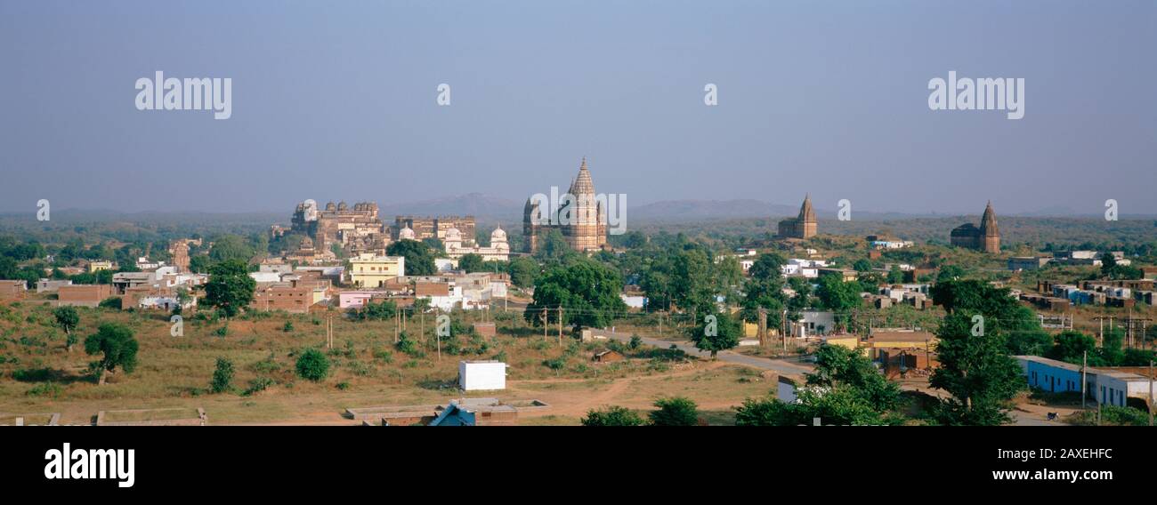 Temples in a town, Lakshmi Narayan Temple, Orchha, Tikamgarh, Madhya Pradesh, India Stock Photo