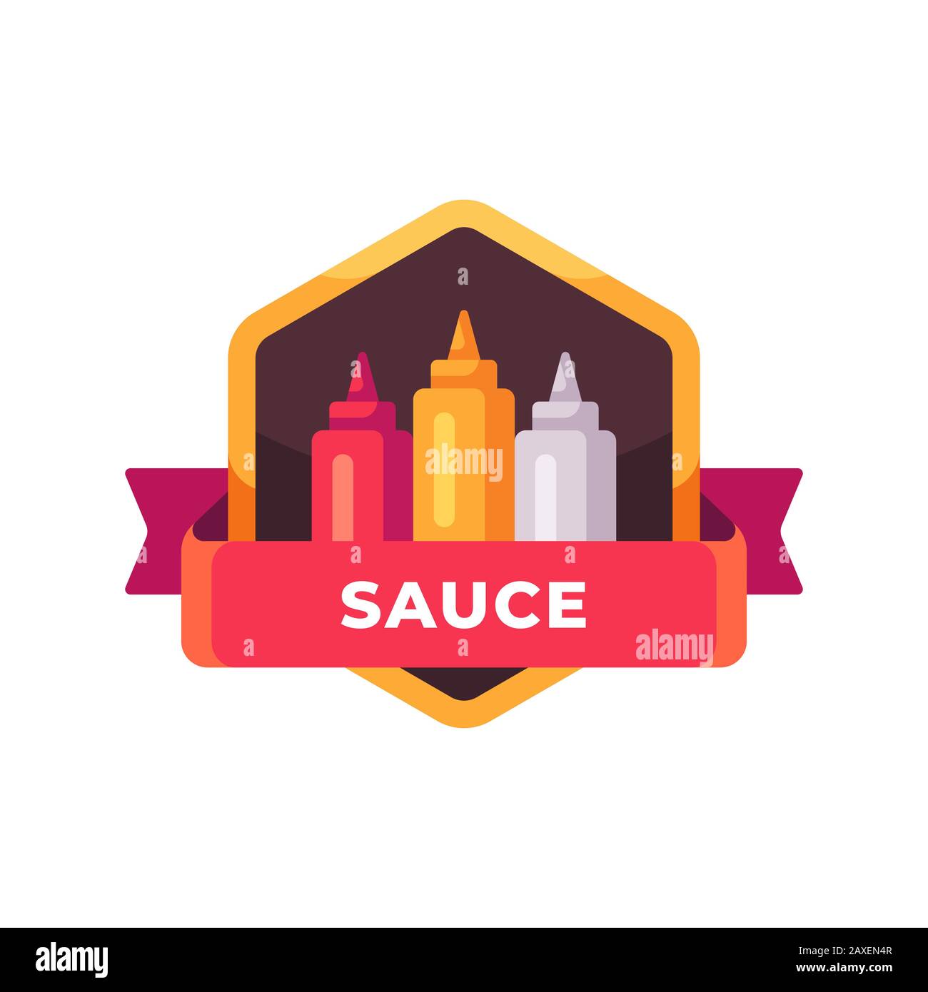 Ketchup, mustard and mayonnaise bottles. Sauce tubes label Stock Photo