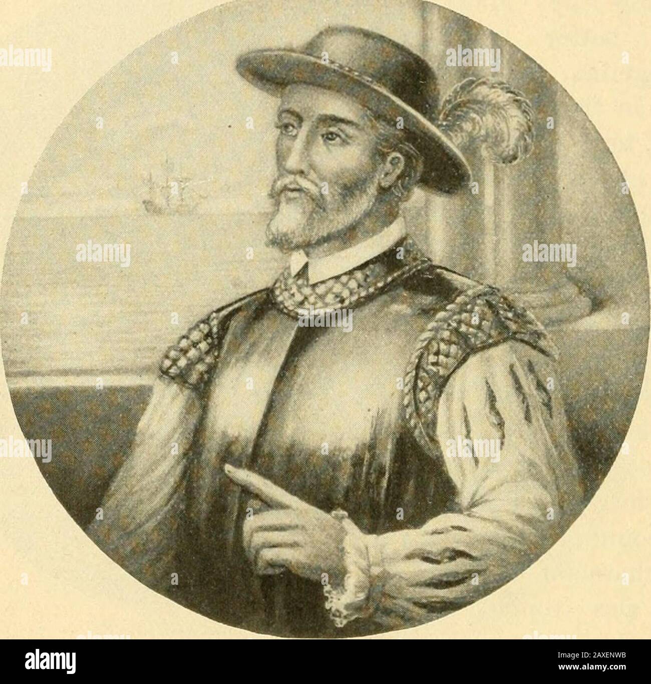 A history of the United States . Magellan. 1 Born in Portugal, about 1470; died, 1521. Served in the East Indies from1505 to 1512; renounced allegiance to Portugal and went to Seville, 1517; con-ceived the plan of reaching the East Indies by a voyage south of SouthAmerica; in 1519 was given by Charles V. a squadron of five ships, with twohundred and sixty-five men ; explored the coast of South America, and passedthe straits which have since borne his name, November 28,1520; discoveredand named the Ladrones (Robber) Islands; discovered the Philippine Islands,where, with eight of his men, he was Stock Photo