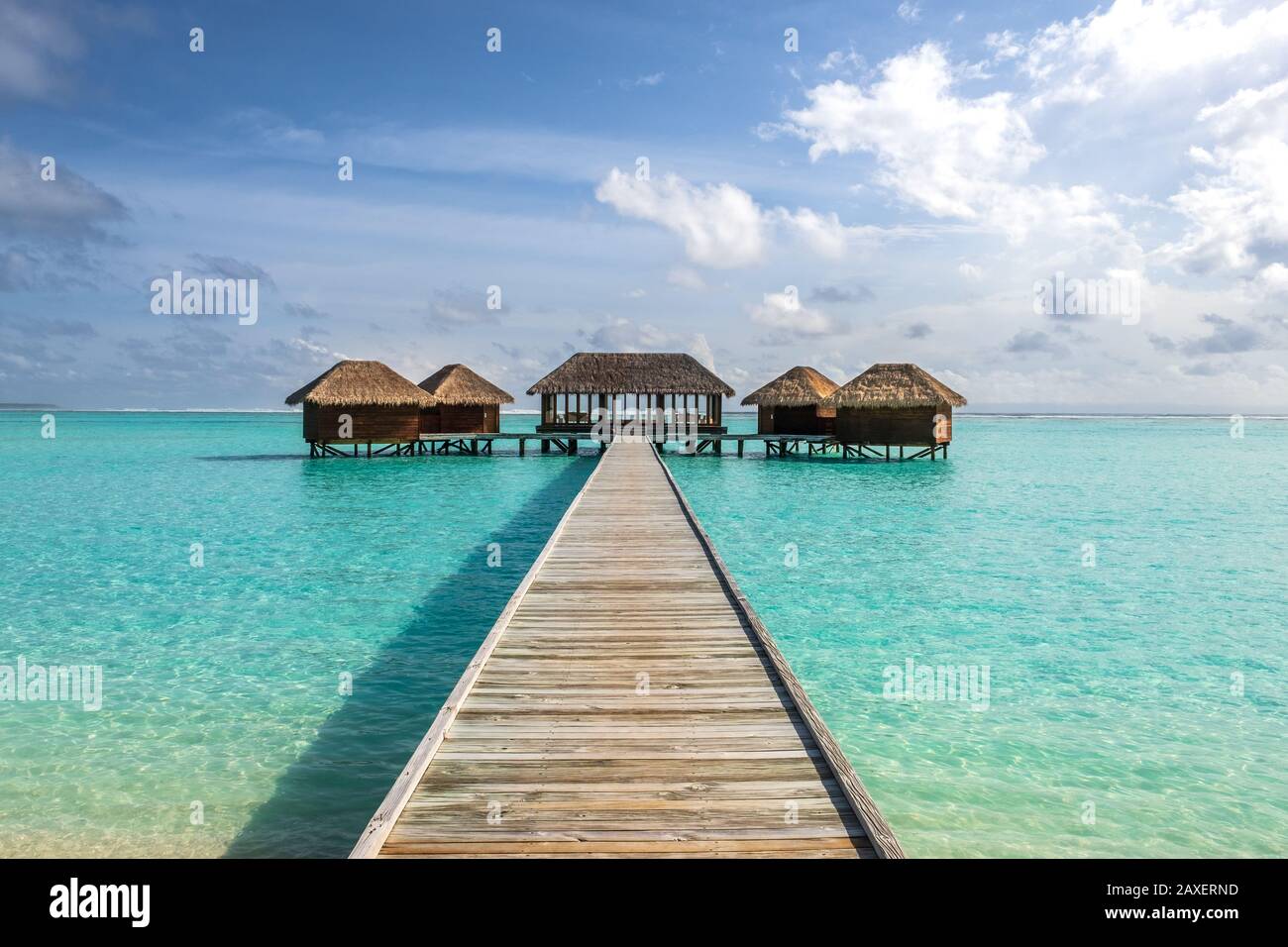 A stunning over-water spa at the Conrad by Hilton hotel in the Maldives Stock Photo