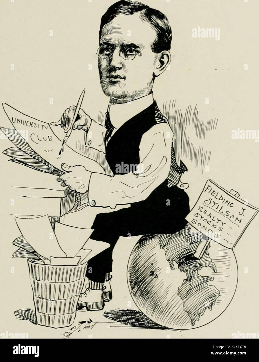 'As we see 'em,' a volume of cartoons and caricatures of Los Angeles citizens . F. Q. STORY,President Southern California Fruit Excliange.. FIELDING J. STII.SOX.Realt}-. Stocks and Bonds. Stock Photo