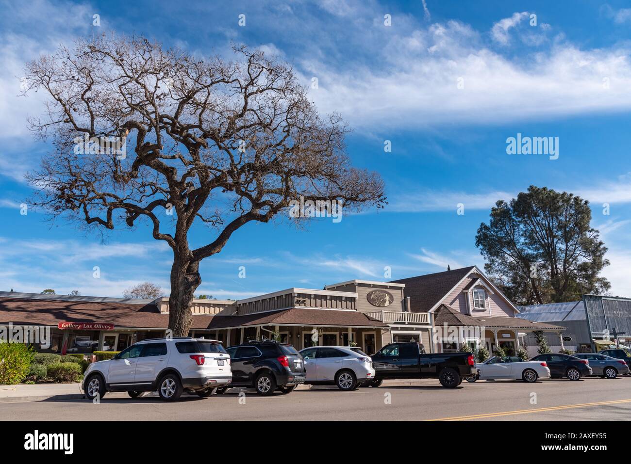 Los Olivos, California - January 24, 2019: View of the small town of ...