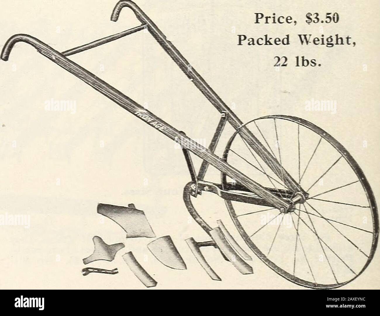 Mann's descriptive catalgoue : 1914 guide for the farm and garden . Price, $3.50 Packed Weight, 22 lbs.. No. 19-G IRON AGE Wheel Plow Cultivator 38 SEEDS AND IMPLEMENTS PLANET Jr. FARM AND GARDEN TOOLS PLANET JR. TOOLS enable you to do two days work in one, easier, cheaper, bet-ter, with less fatigue. They pay for themselves in a season. Write today for acopy of the 1914 Planter Jr. Catalogue, a finely illustrated, instructive handbook.Describes entire Planet Jr. line, including seeders, wheel hoes, hand, one and two-horse cultivators, liar rows, etc. Stock Photo