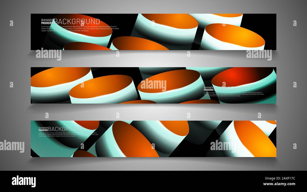 rectangular vector banner. Geometric oval texture design on a black background. Stock Vector