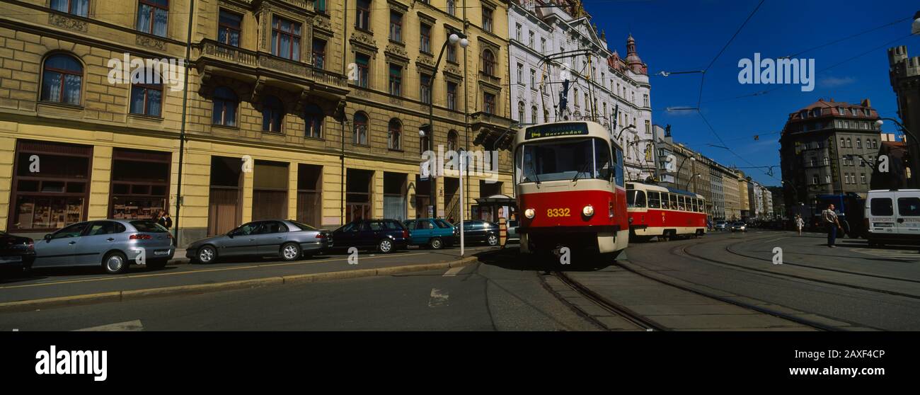 Electric train on a street, Prague, Czech Republic Stock Photo