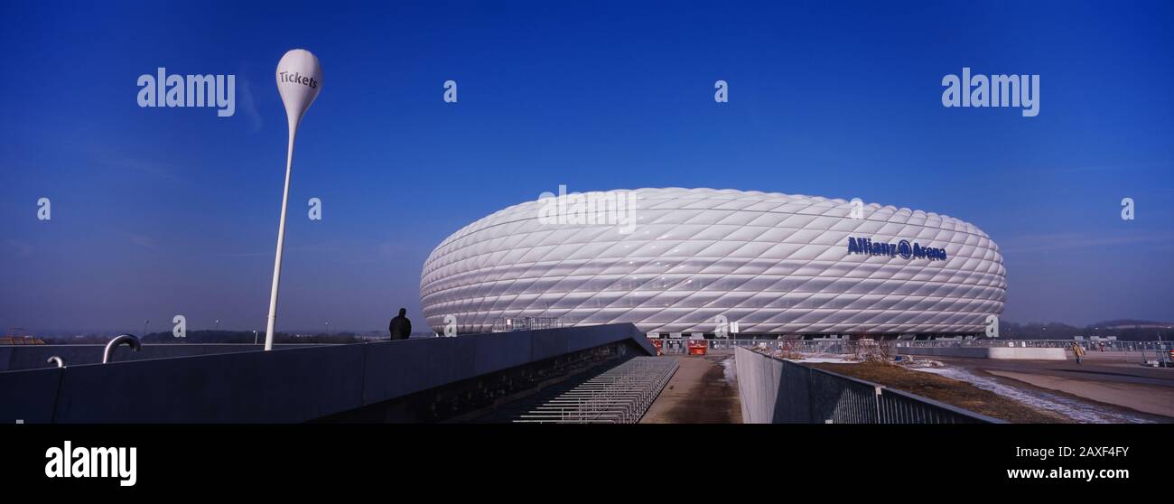 Soccer stadium in a city, Allianz Arena, Munich, Bavaria, Germany Stock Photo