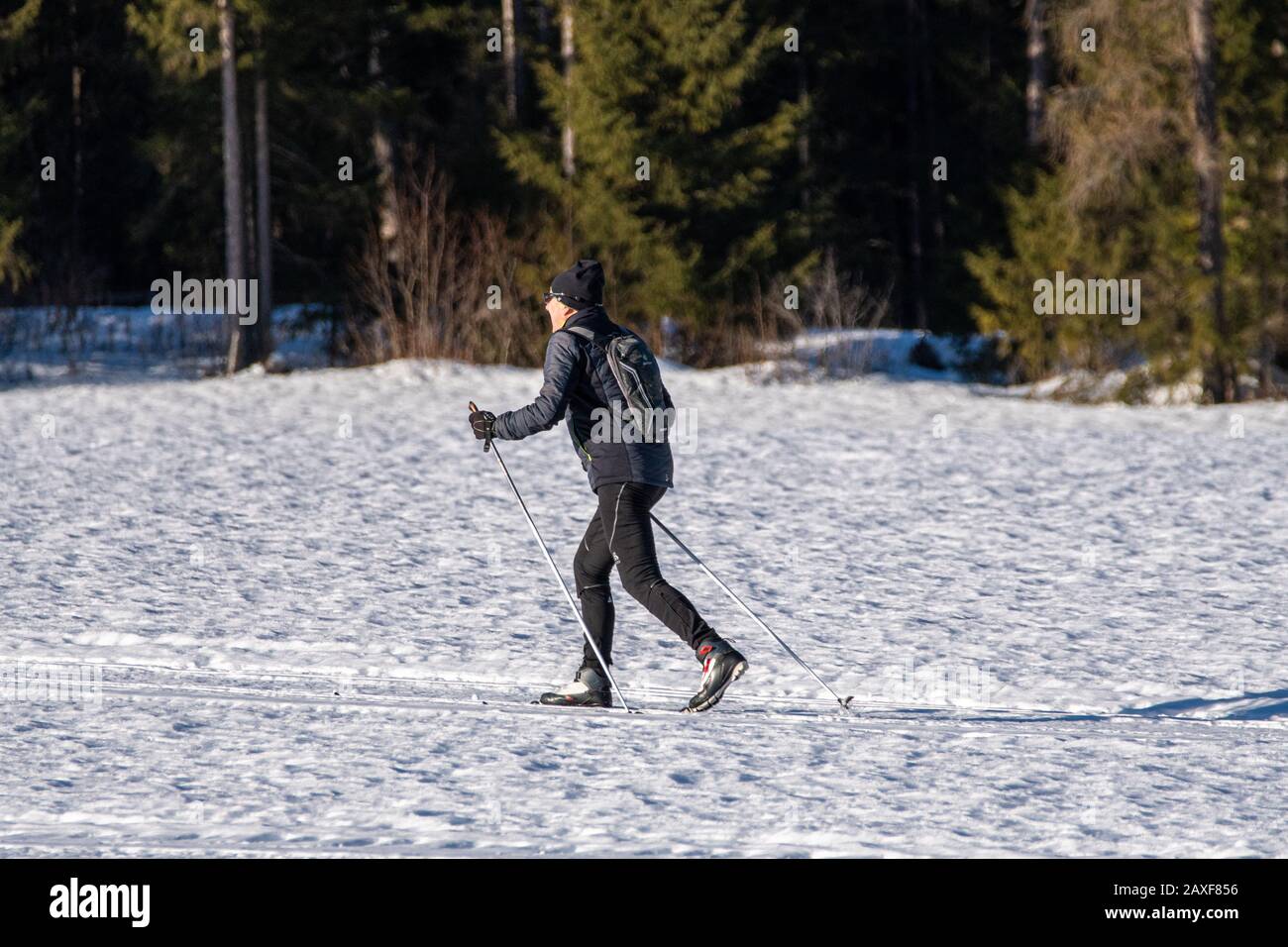 Man walking ski poles hi-res stock photography and images - Alamy