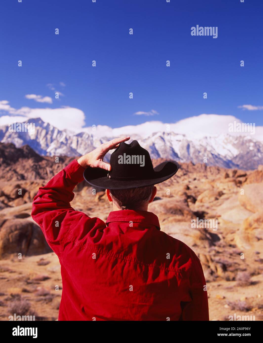 Man wearing cowboy hat rear view hi-res stock photography and images ...