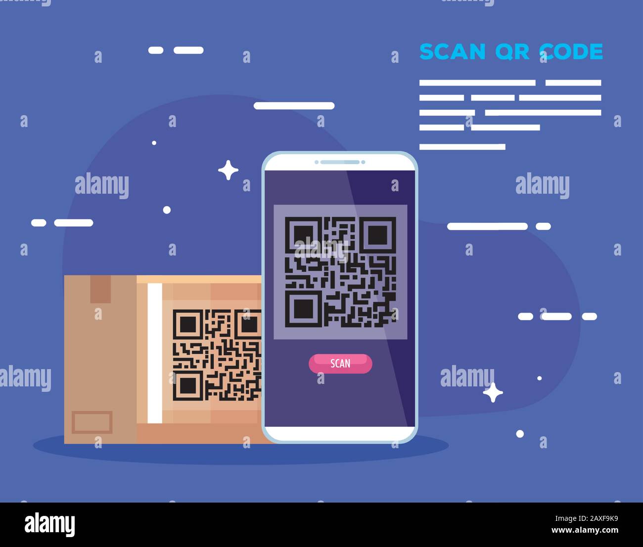 smartphone with scan code qr and box carton Stock Vector Image & Art ...