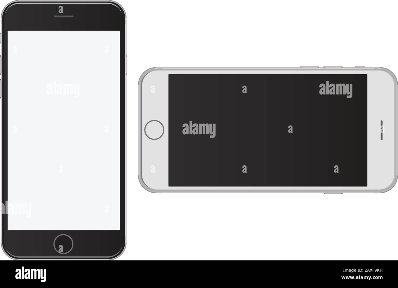 Smart Phone black and white in portrait landscape. Stock Vector ...