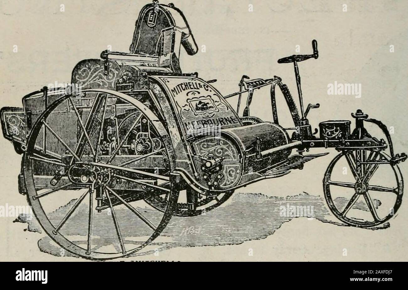 The Journal of the Department of Agriculture, Victoria . Mr. Chas. Hamilton, Molesworth, Vic, says:—I would notbe without one of these Jacks on the farm. Mr. O. C. R Brown, Timber Merchant, FYances, S.A. :—Have been using Trewhella Wallaby Jacks now nearlysix year.-, and a.s loufr as I have anything to lift will never bewithout one. Write for Illustrated Catalogue to— TREWHELLA BROS., engineers, TRENTHAM, VICTORIA. XXIV Journal of Agriculture, Victoria. [lo Jan., 1912.. THE THB MITCHEU,- MITCHELL COMPLETE HARVESTER. Extract from Horsham Time-&gt;i, 71 10. A RECORD WHEAT YIELD. 16 BAGS PER ACRE Stock Photo