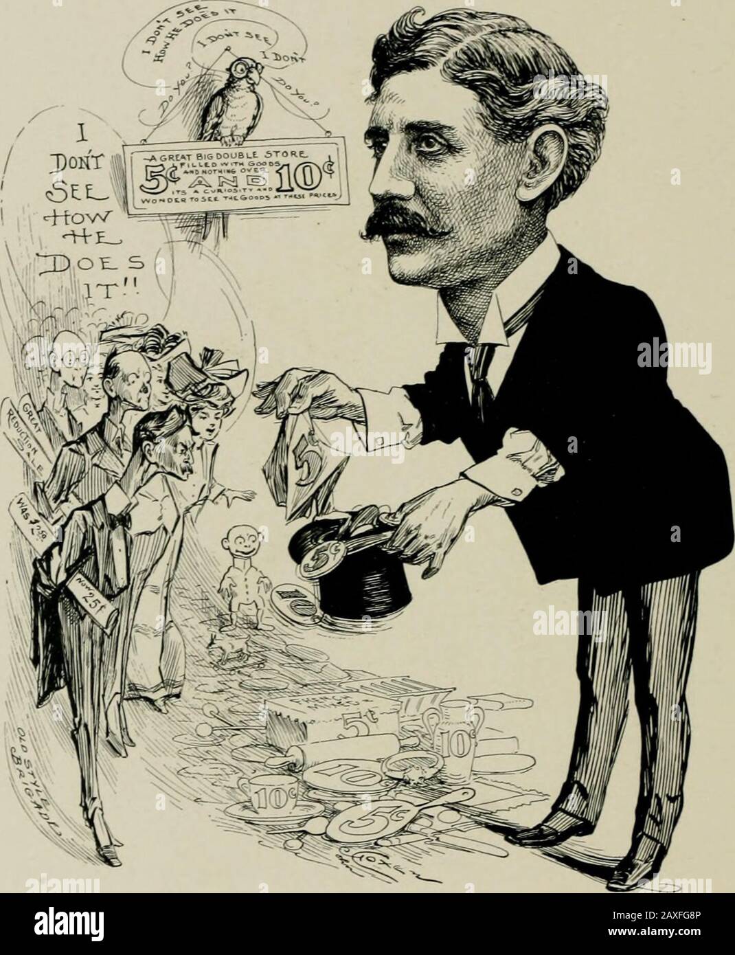 'As we see 'em,' a volume of cartoons and caricatures of Los Angeles citizens . M. I.. MOORE,Physician.. H. M. MOSHER,Merchant. Stock Photo