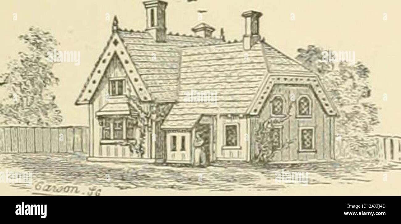 Cottage residences; or, A series of designs for rural cottages and cottage  villas, and their gardens and grounds . Fig. 83.. Fig. 84 rustic style—one  that always befits rural scenery, besidesaffording more