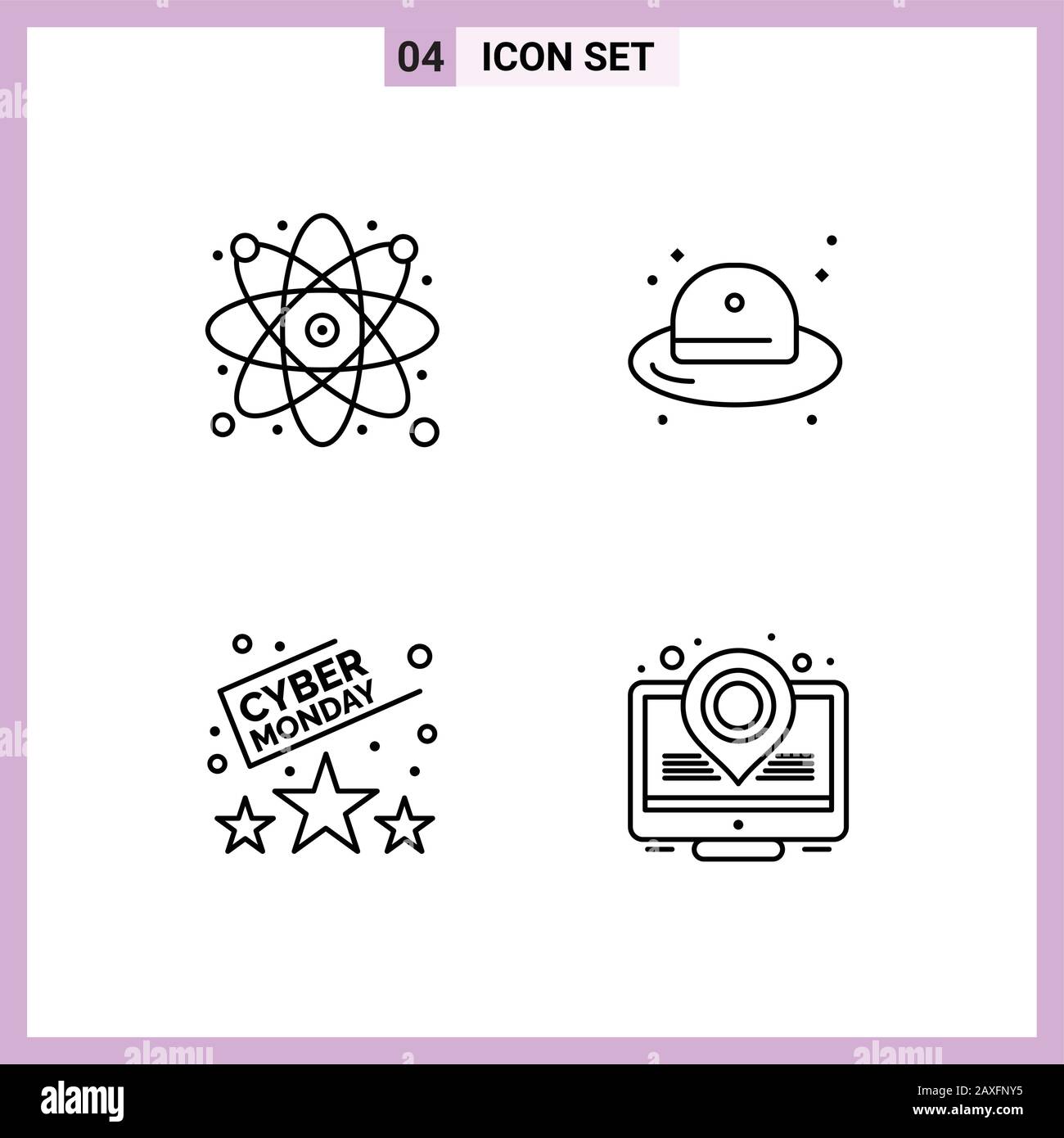 4 Icons in Line Style. Outline Symbols on White Background. Creative ...