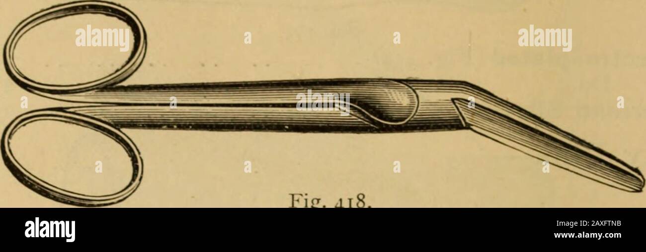 Catalogue of surgeons instruments and medical appliancesElectro-therapeutic apparatusSundries for the surgery and sick-room, medicine chests, etc . likr- 417 Curved Elbow (Fig. 417) 4$in. 3/0 .. 5in. 3 3. 102 James Woolley, Sons & Co., Ltd., Manchester. Pocket Dressing Instruments—Continued. Scissors. Fig. 418.Curved Elbow, with Collins joints (Fig. 4.18) .. 4$in. 3 6; 5m. 3 9. Stock Photo