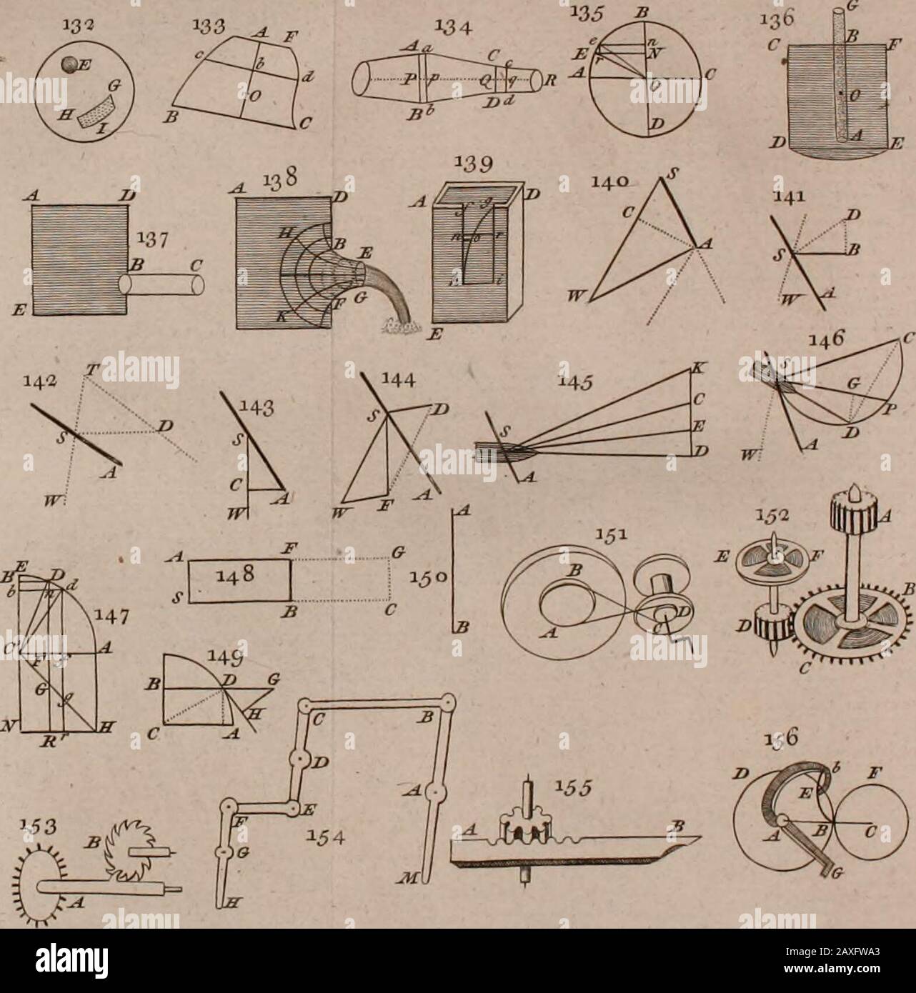 The principles of mechanics : explaining and demonstrating the general laws of motion, the laws of gravity, motion of descending bodies, projectiles, mechanic powers, pendulums, centers of gravity, &cstrength and stress of timber, hydrostatics, and construction of machines : a work very necessary to be known, by all gentlemen, and others, that desire to have an insight into the works of nature and art : and extremely useful to all sorts of artificers, particularly to architects, engineers, shipwrights, millwrights, watchmakers, &cor any that work in a mechanical way : illustrated with forty-th Stock Photo