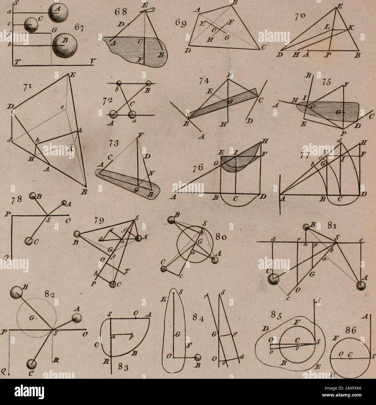 The principles of mechanics : explaining and demonstrating the general laws of motion, the laws of gravity, motion of descending bodies, projectiles, mechanic powers, pendulums, centers of gravity, &cstrength and stress of timber, hydrostatics, and construction of machines : a work very necessary to be known, by all gentlemen, and others, that desire to have an insight into the works of nature and art : and extremely useful to all sorts of artificers, particularly to architects, engineers, shipwrights, millwrights, watchmakers, &cor any that work in a mechanical way : illustrated with forty-th Stock Photo