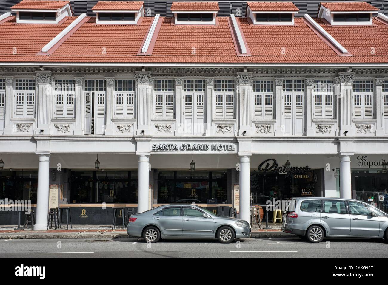 The old Perankan-style frontal portion of Santa Grand Hotel in East Coast  Road, Katong, Singapore, a heritage district Stock Photo - Alamy