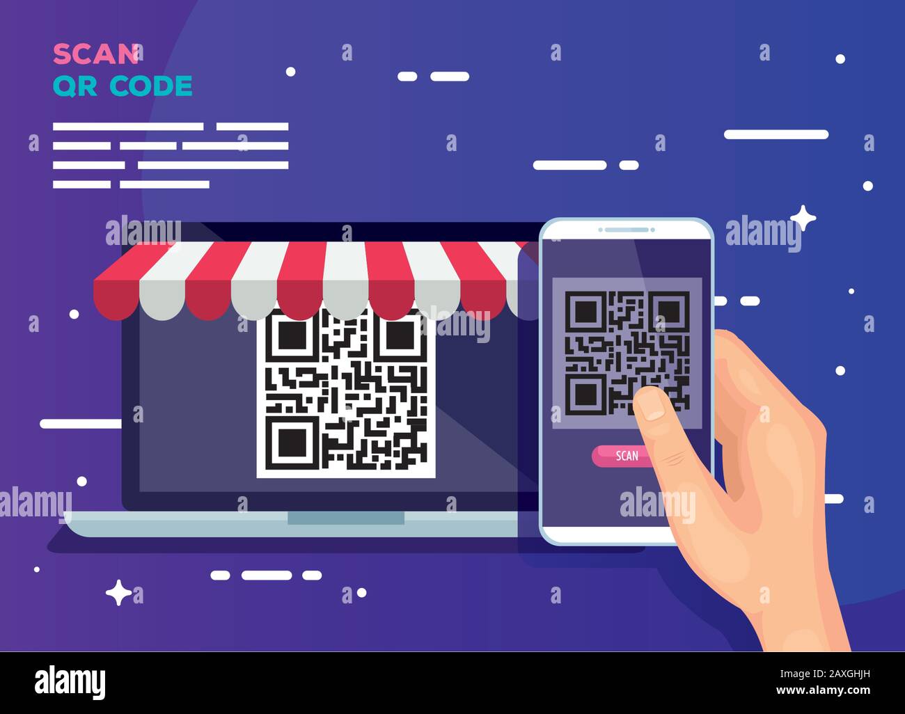 scan qr code with laptop and smartphone Stock Vector Image & Art - Alamy