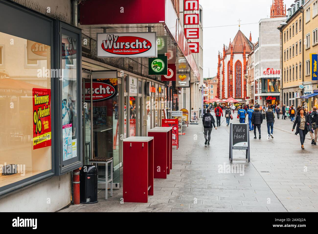 Würzburg, Germany - 09/25/2019: Pedestrian street 'Eichhornstraße' with  many people and shops like 'my wurscht', 'Tchibo' and 's.Oliver'. The roman  ca Stock Photo - Alamy