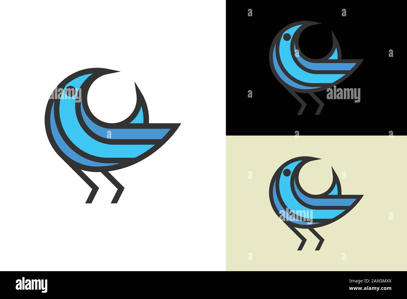 Abstract bird logo design template, Minimalist bird sign symbol Stock