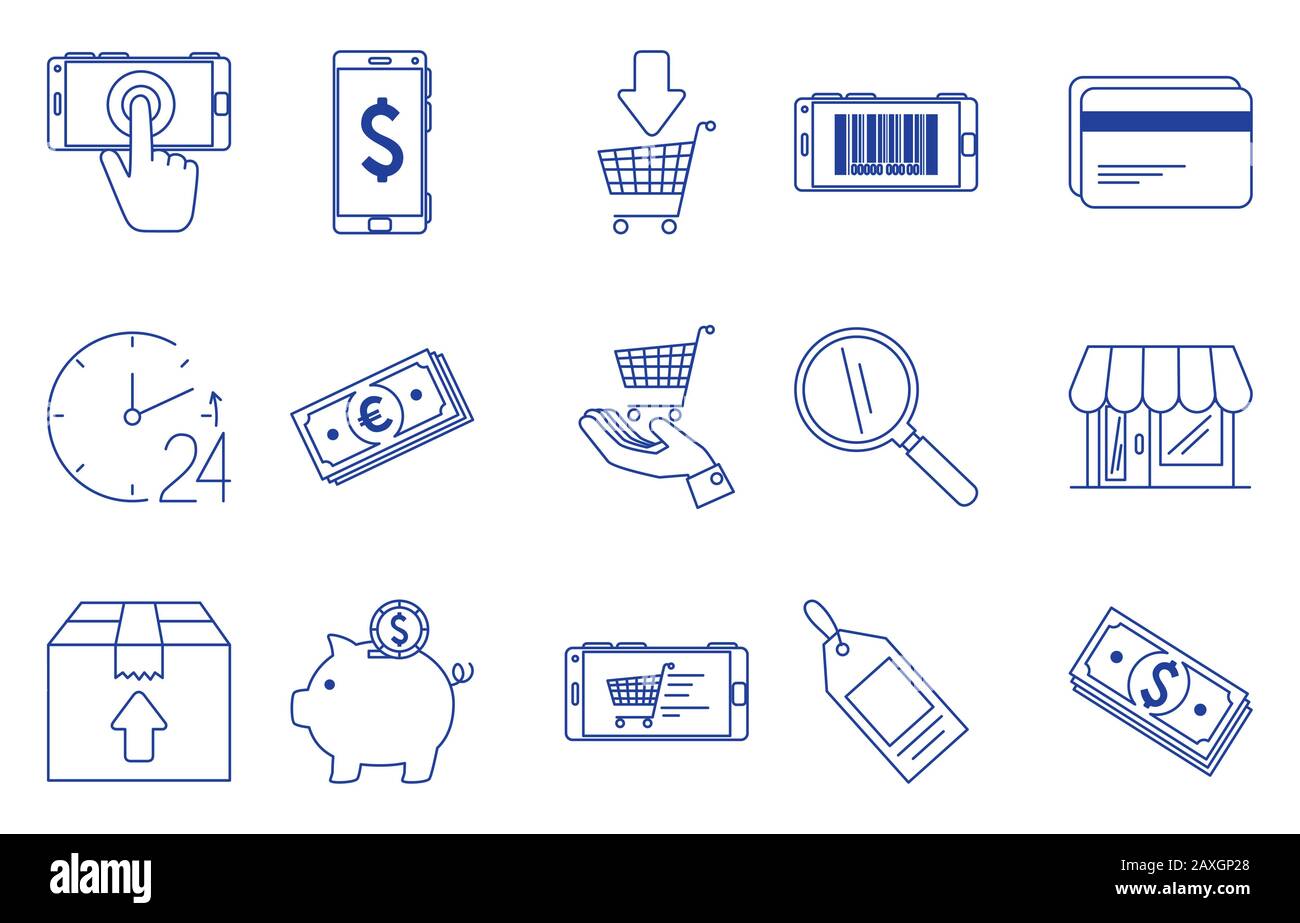 bundle of ecommerce set icons Stock Vector