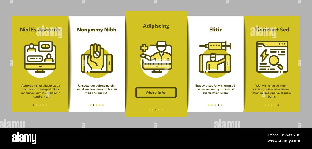 Online Doctor Advice Onboarding Elements Icons Set Vector Stock Vector ...