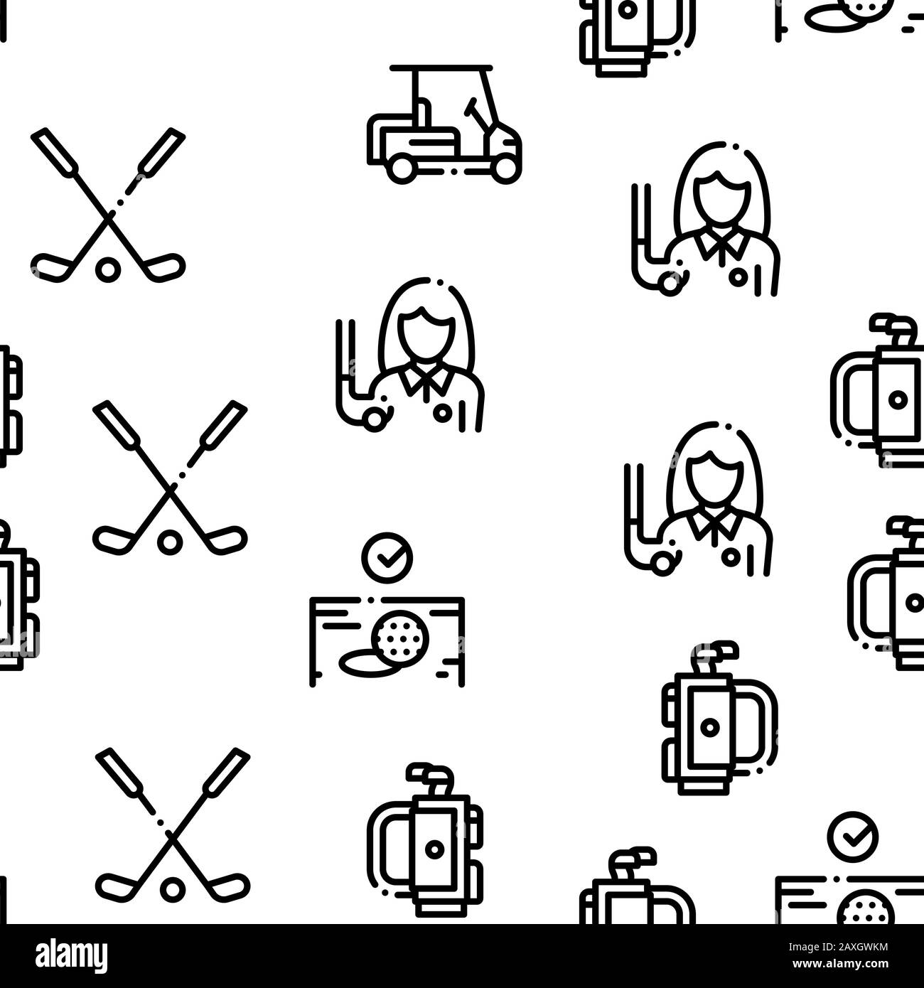 Golf Game Seamless Pattern Vector Stock Vector