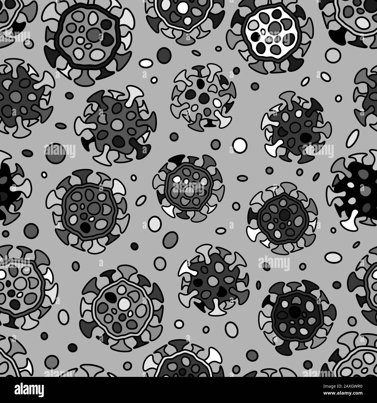 Vector seamless pattern with doodle coronavirus elements Stock Vector ...