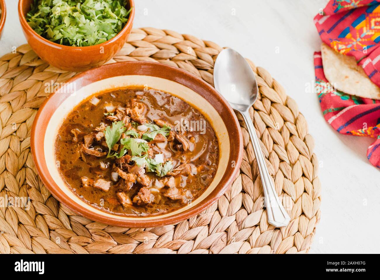 Authentic mexican birria de res, a spicy beef, goat or mutton stew from Jalisco, Mexico Stock Photo