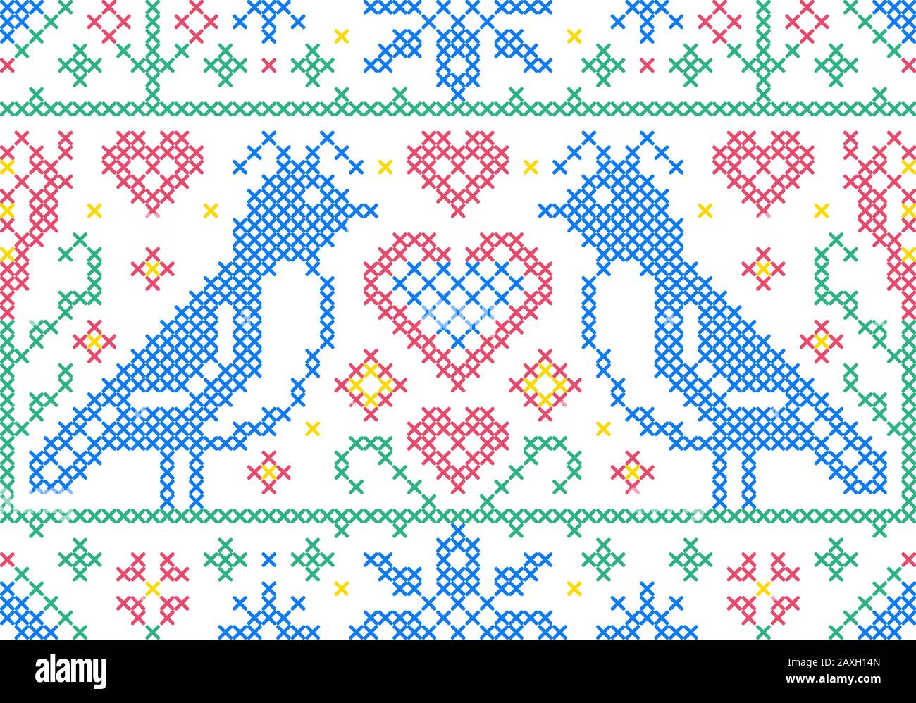 Cross stitch embroidery pattern Stock Vector