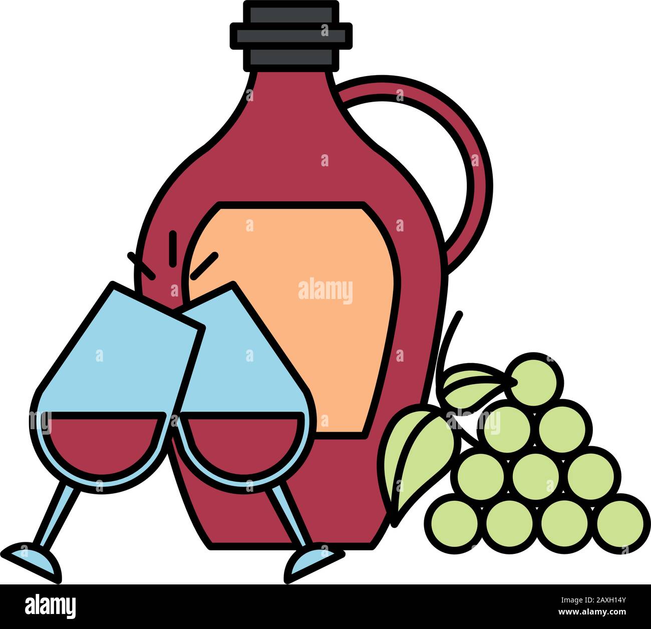 wine jar drink with grapes fruits Stock Vector Image & Art Alamy