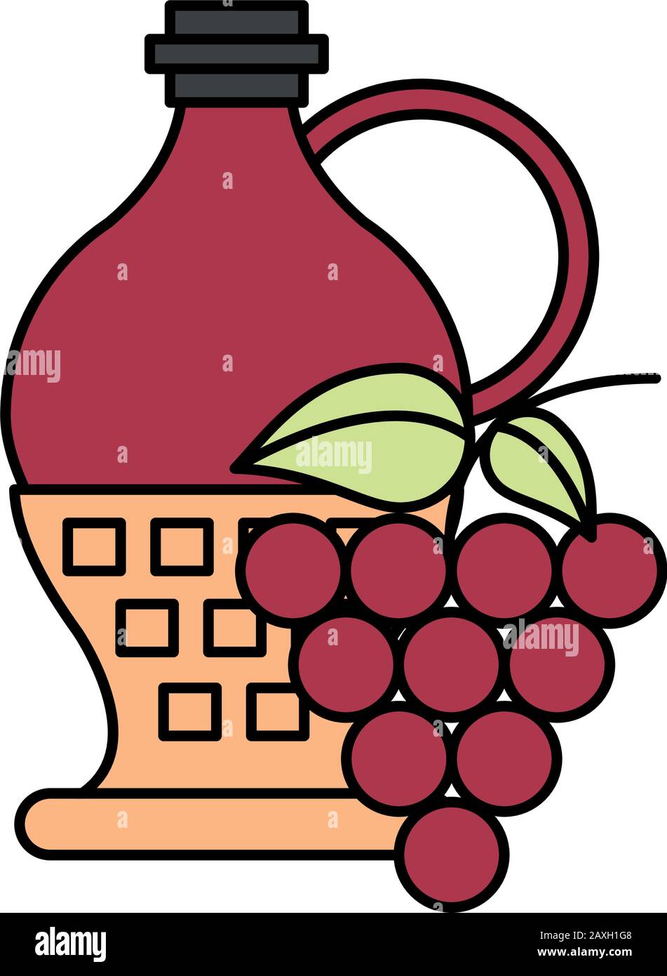 wine jar drink with grapes fruits Stock Vector Image & Art Alamy