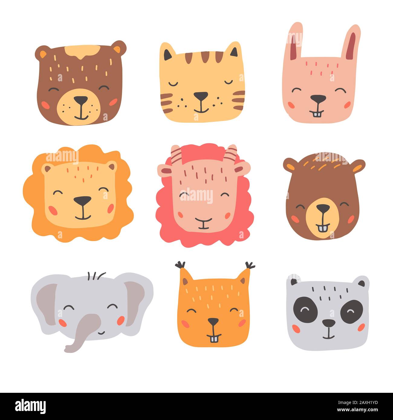 Set of cute wild animals faces, bear, lion, panda, rabbit, fox. Isolated vector illustration animals for baby, kids, child project design. Hand drawn cute style Stock Vector Image & Art - Alamy Set of cute wild animals faces, bear, lion, panda, rabbit, fox. Isolated vector illustration animals for baby, kids, child project design. Hand drawn cute style Stock Vector Image & Art - Alamy