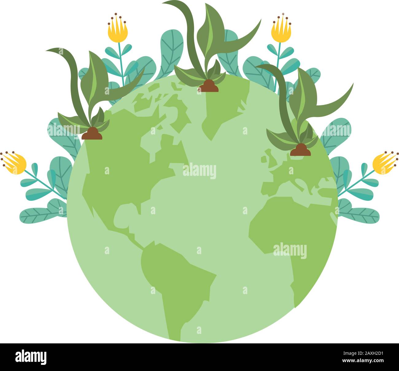 world planet earth with flowers garden Stock Vector Image & Art - Alamy