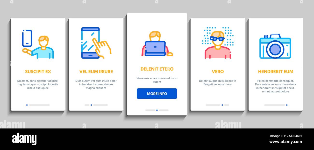 Gadget And Device Onboarding Elements Icons Set Vector Stock Vector
