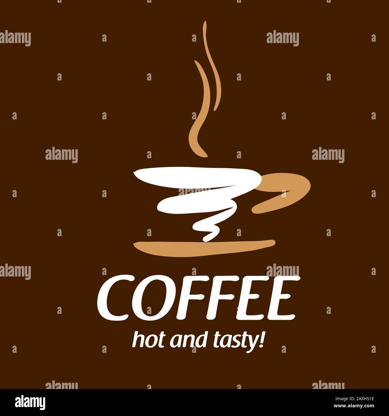 Coffee logo. Vector illustration on brown background Stock Vector Image ...