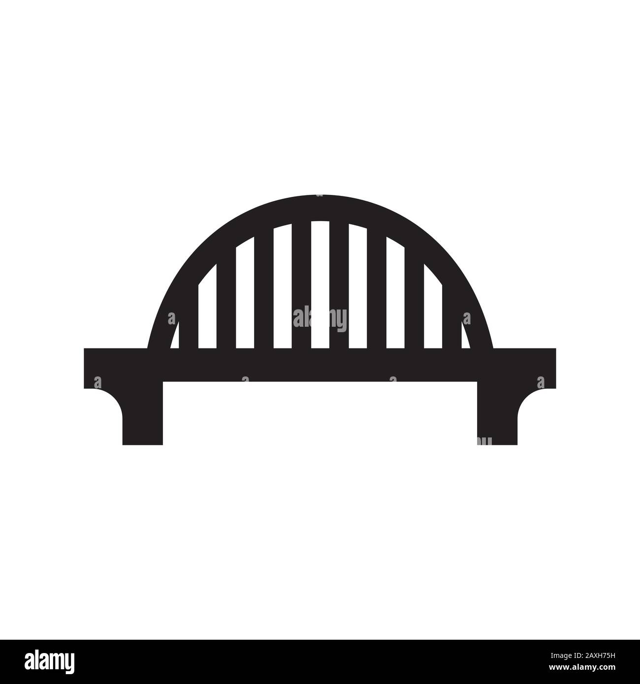 The bridge icon is black on a white isolated background. Vector image Stock Vector