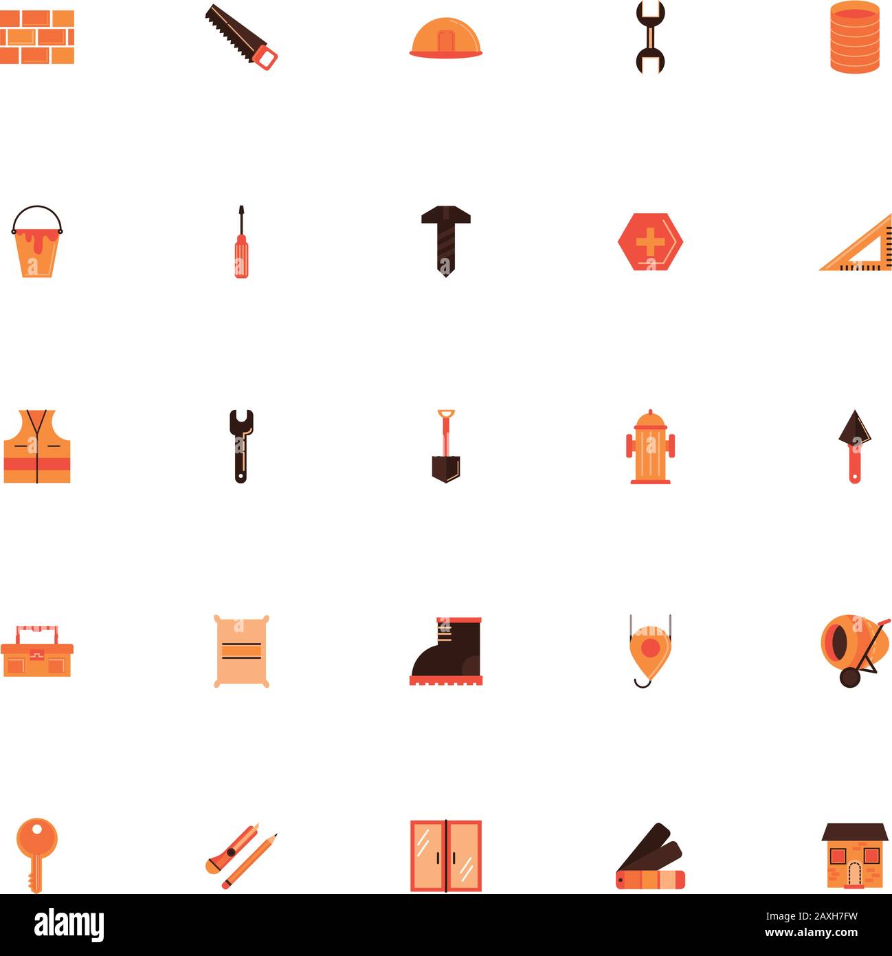 bundle of construction set flat icons Stock Vector Image & Art - Alamy