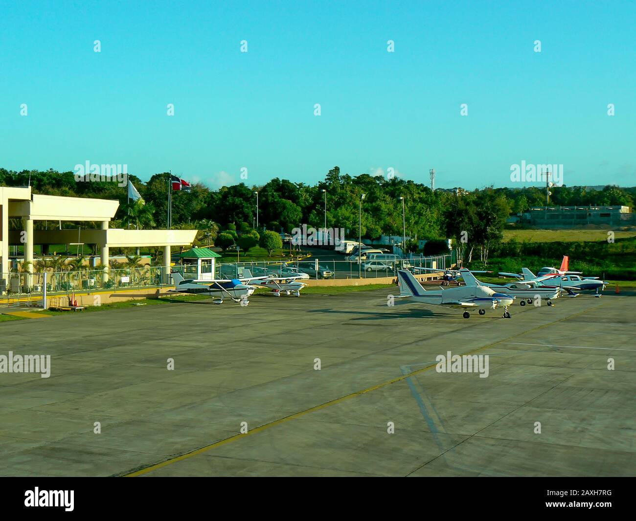 Light aircraft on Puerto Plata airport in the Dominican Republic Stock