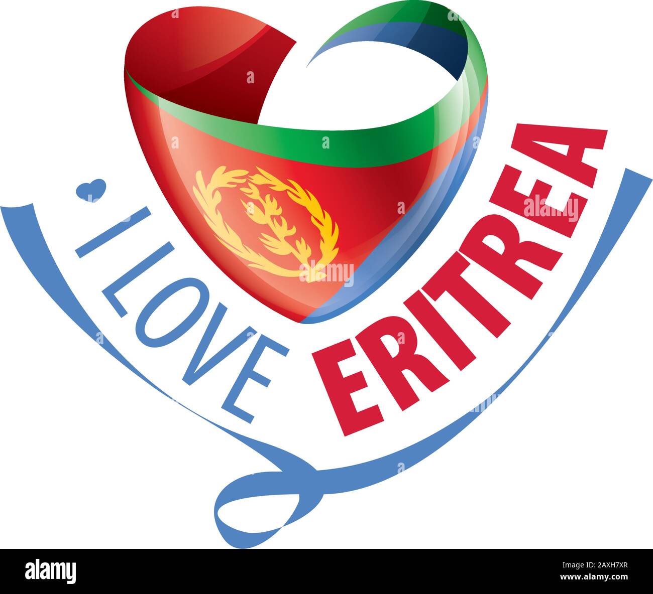 National flag of the Eritrea in the shape of a heart and the