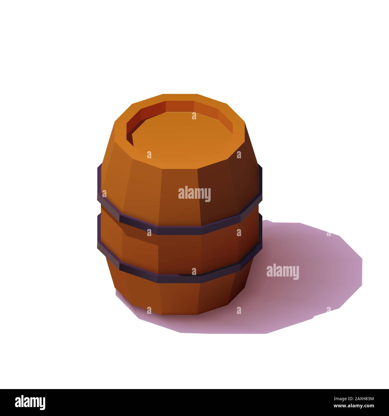 Isometric barrel. 3D realistic icons. Wooden, craft packaging, isolated vector illustration Stock Vector