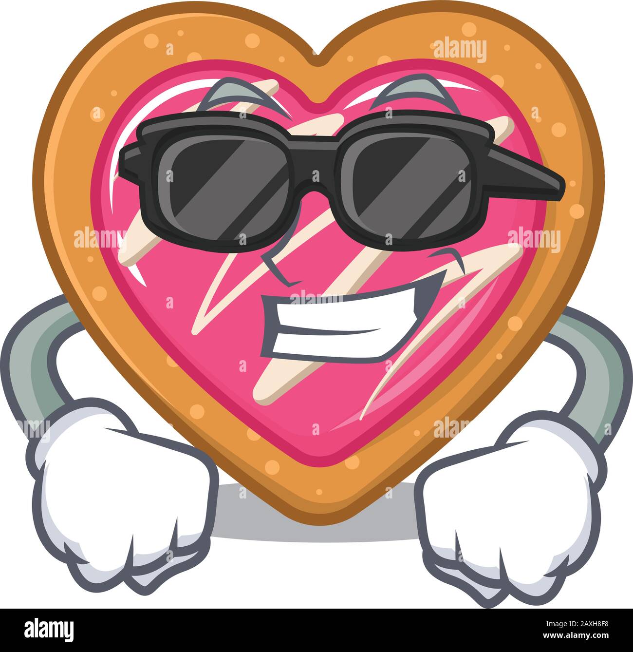 Super cool cookie heart character wearing black glasses Stock Vector